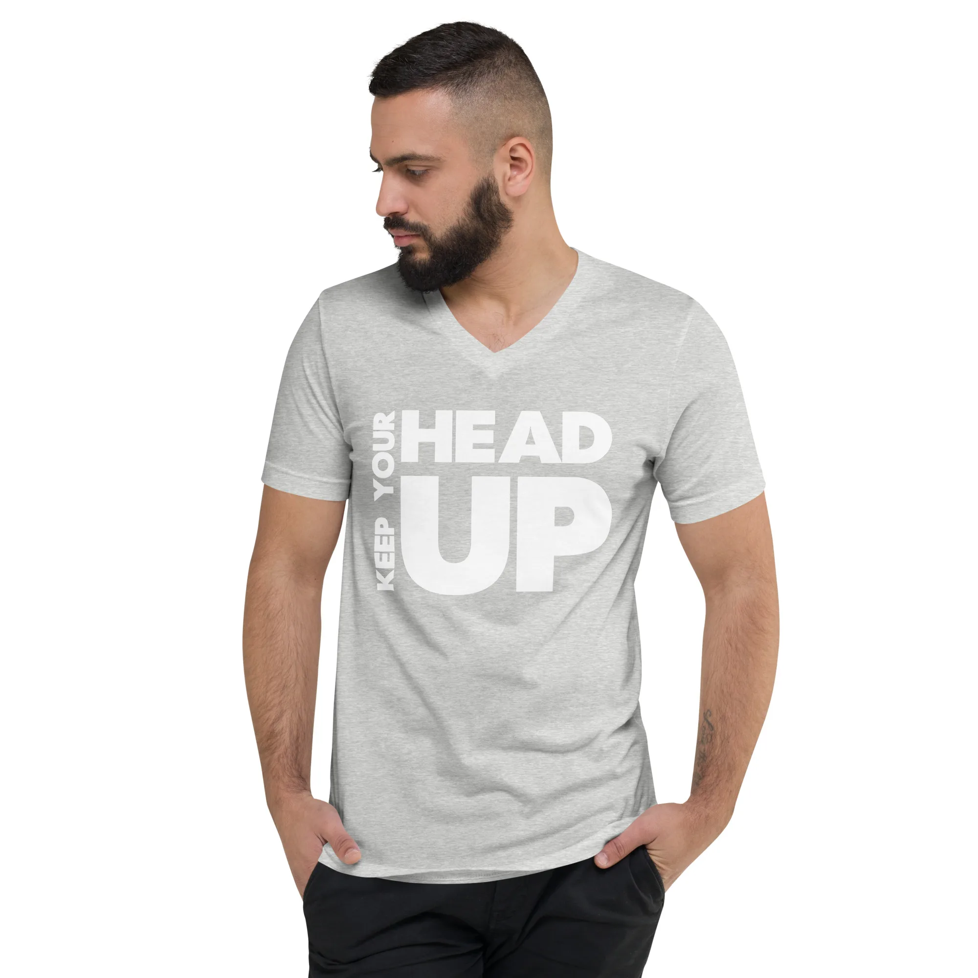 Keep Your Head Up - Unisex Short Sleeve V-Neck T-Shirt - Image 5