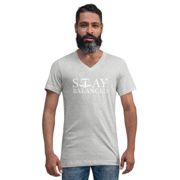 Stay Balanced - Unisex Short Sleeve V-Neck T-Shirt - Image 5