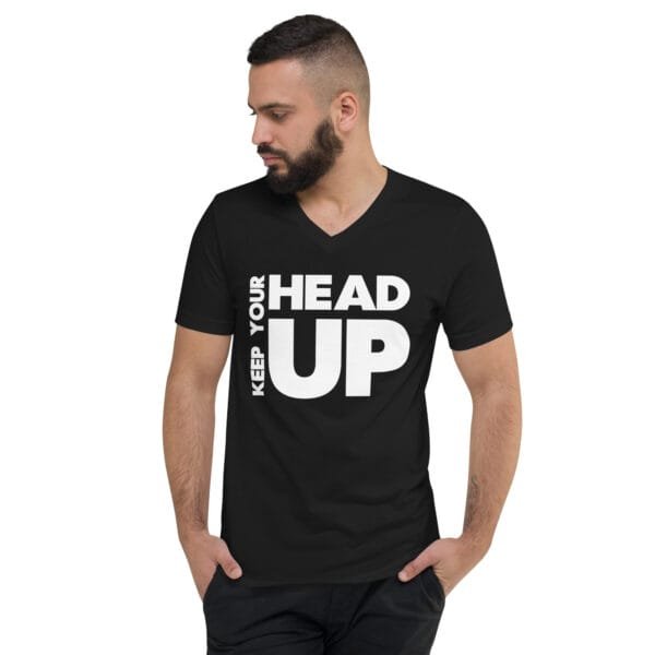 Keep Your Head Up - Unisex Short Sleeve V-Neck T-Shirt - Image 2