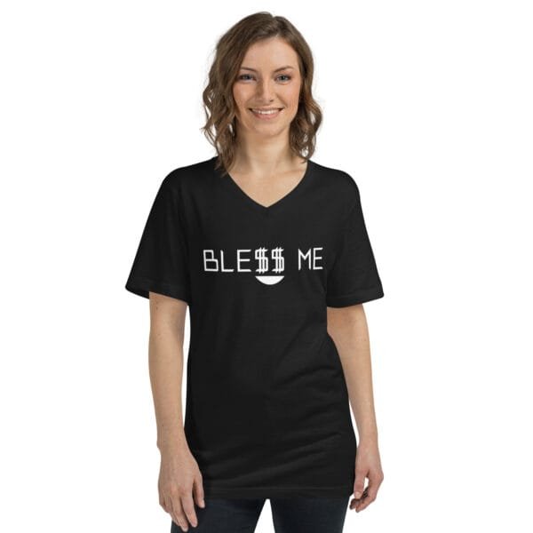 Bless Me - Unisex Short Sleeve V-Neck T-Shirt - Image 2