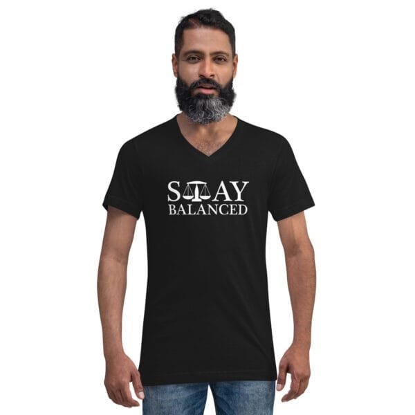 Stay Balanced - Unisex Short Sleeve V-Neck T-Shirt - Image 2