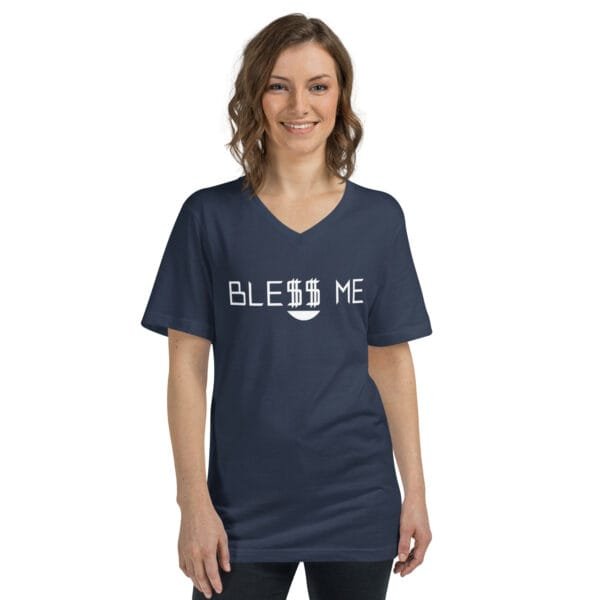 Bless Me - Unisex Short Sleeve V-Neck T-Shirt - Image 3