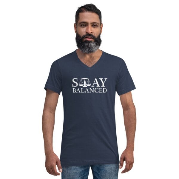 Stay Balanced - Unisex Short Sleeve V-Neck T-Shirt - Image 3