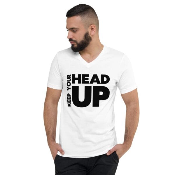 Keep Your Head Up - Unisex Short Sleeve V-Neck T-Shirt - Image 6