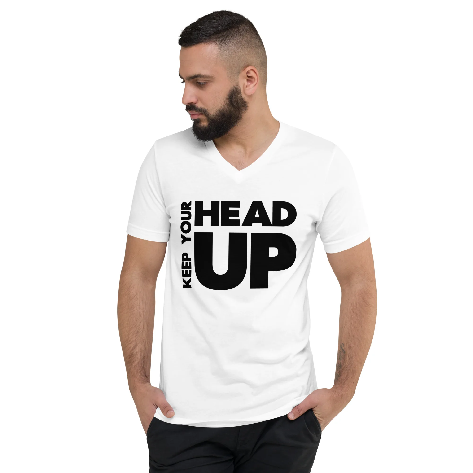 Keep Your Head Up - Unisex Short Sleeve V-Neck T-Shirt - Image 6
