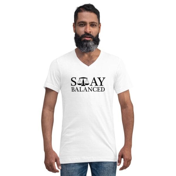 Stay Balanced - Unisex Short Sleeve V-Neck T-Shirt - Image 6